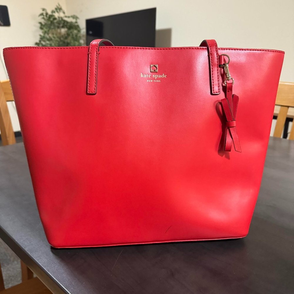Authentic Kate Spade Red Tote Bag | Red Bag | Leather Tote Bag